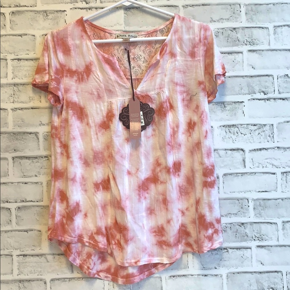 Knox Rose Tie Dye Pink Short Sleeve Top